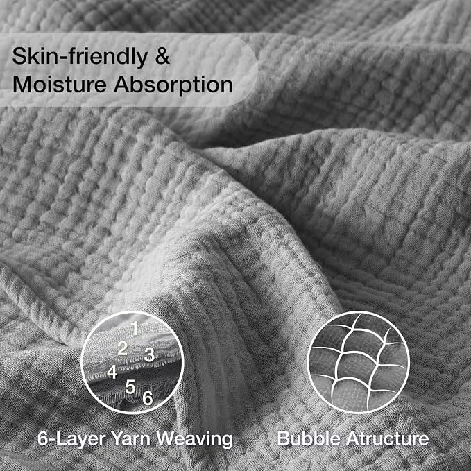 100% Cotton Muslin Blanket 40" x 40", Breathable and Lightweight Cotton Throw - Image 3