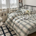 mixinni Green Grid Duvet Cover Set Twin by mixinni