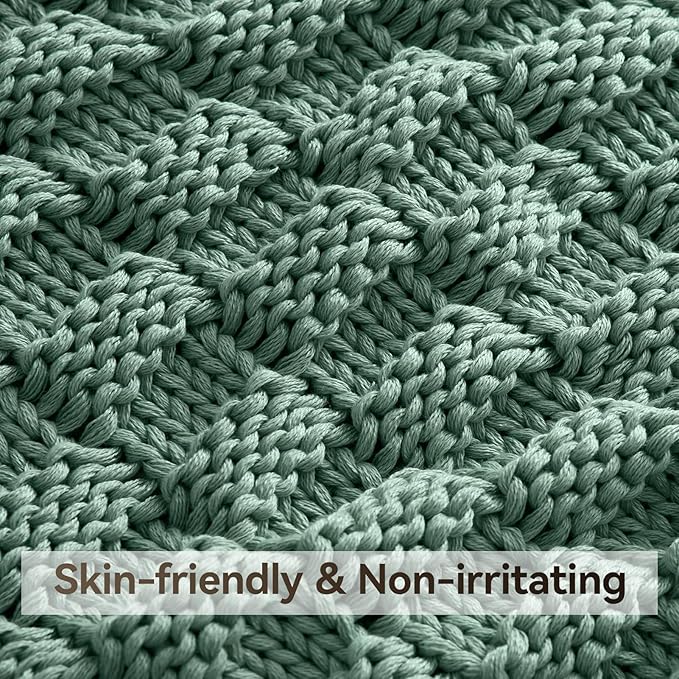 Knitted Weighted Blanket for Adult, No Beads Heavy Blanket 50” x 60'' 7lbs - Image 4