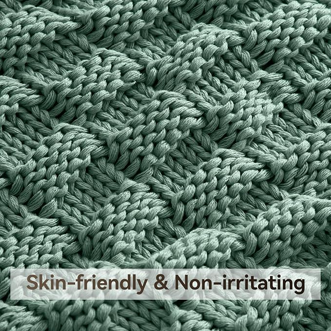 Knitted Weighted Blanket for Adult, No Beads Heavy Blanket 60” x 80'' 12lbs - Image 4