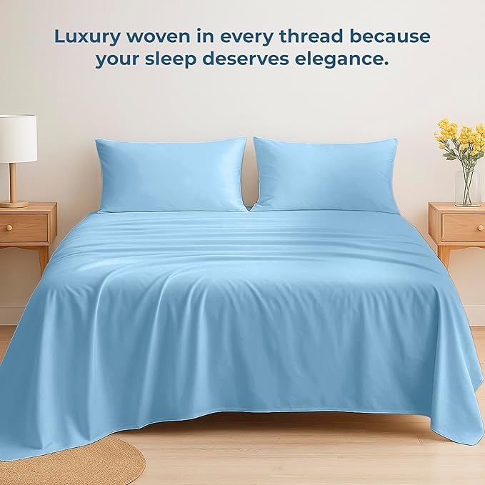 Royale Linens 100% Organic Cotton Twin Flat Sheet Only - Image 6