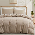 LOVQUE Bedding Duvet Cover Queen Size, 100% Washed Cotton Linen Like Natural by LOVQUE