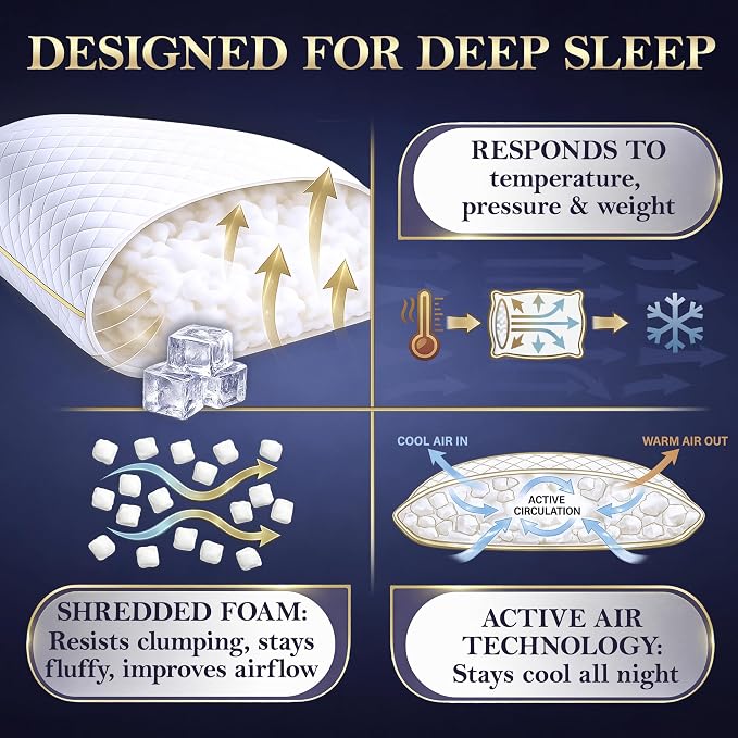 Royal Therapy Queen Memory Foam Pillow, Adjustable Shredded Odor-Free Pillow - Image 10