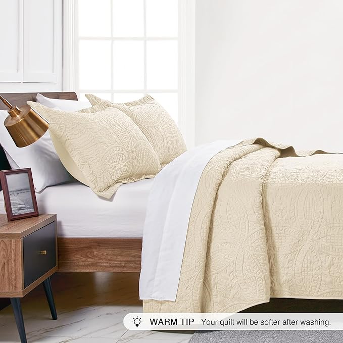 Love's cabin Quilts for Queen Bed Beige Bedspreads Bedding Set - Image 4
