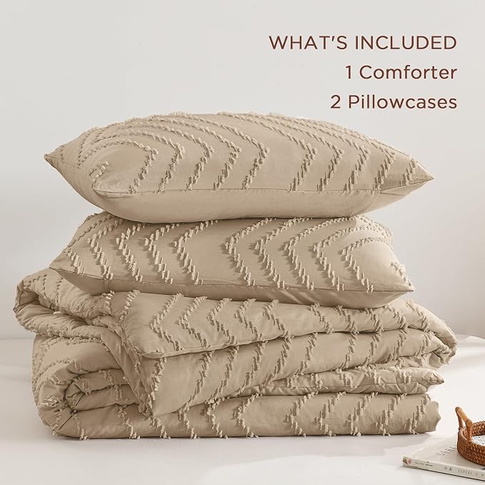 Andency Taupe California King Comforter Set, Boho Cal King Soft Warm Tufted - Image 7