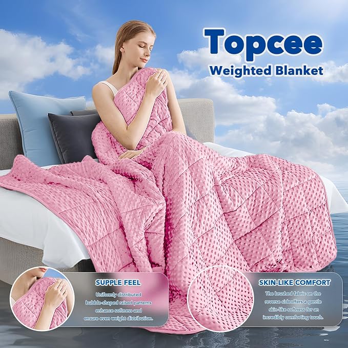 Topcee Weighted Blanket for Adults, Minky Dots Heavy Blanket for 140-160lbs - Image 2