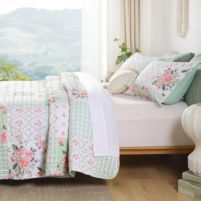 YIKUSH Quilt Sets Twin Size Floral Quilt Set 2 Pieces Bedding Set Bedspreads - Image 2