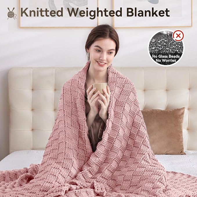 Knitted Weighted Blanket Adults, No Beads Heavy Blanket 40” x 60'' 7lbs - Image 5