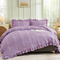 WONGS BEDDING Purple Comforter Set Queen, 3 Pieces Ruffle Farmhouse Shabby Chic by WONGSBEDDING