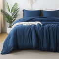 Andency Navy Blue Comforter Set Twin Size, 2 Pieces Boho Tassel Lightweight by Andency
