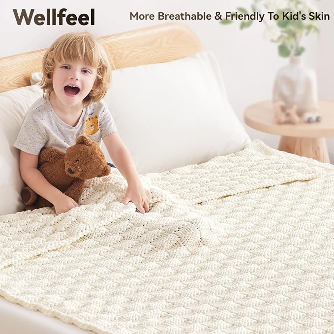 Knitted Weighted Blanket Kids, No Beads Heavy Blanket 40” x 60'' 7lbs, - Image 3