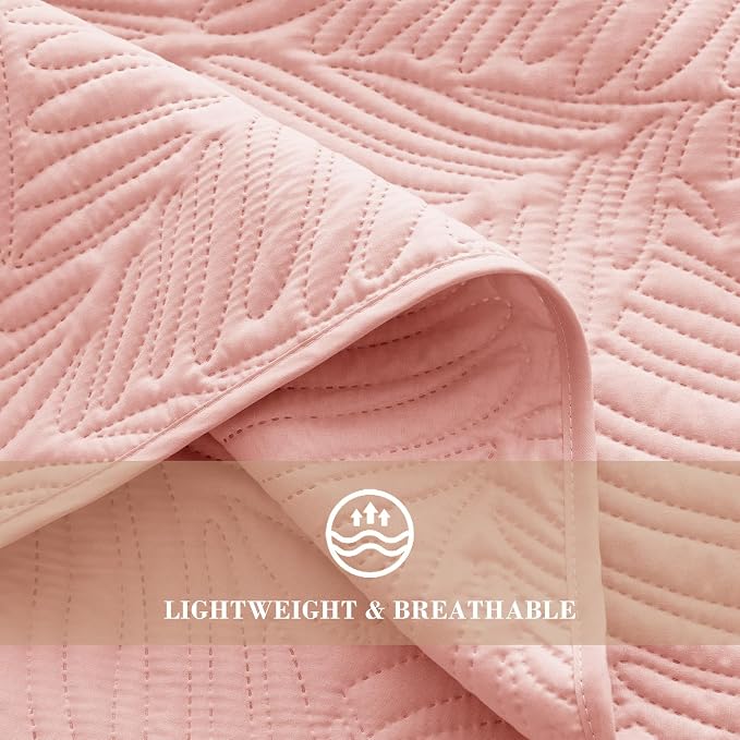 Exclusivo Mezcla King Size Quilt Bedding Set, Lightweight Blush Pink Quilts - Image 5