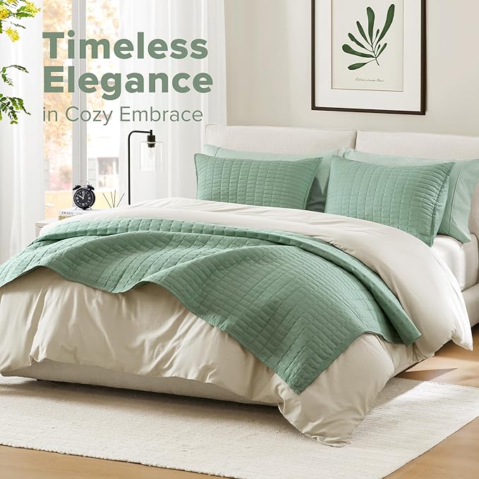 Comfort Spaces Kienna Quilt Set- Double Sided Stitching Design Summer Blanket - Image 2