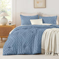 Andency Greyish Blue Comforter Set Queen Size, Boho Soft Warm Tufted Bedding by Andency