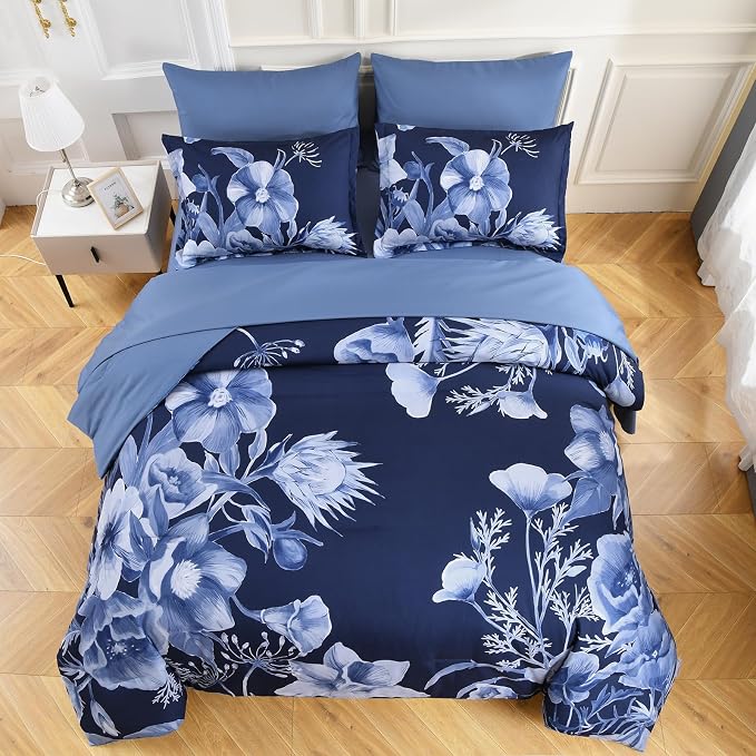 Luxudecor Floral Comforter Set Full Size 7 Piece, Elegant Floral Comforter - Image 3