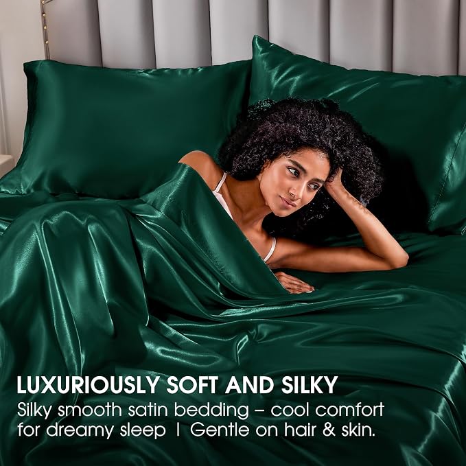 FreshCulture Satin Sheets Twin Size Bed Set - Image 6