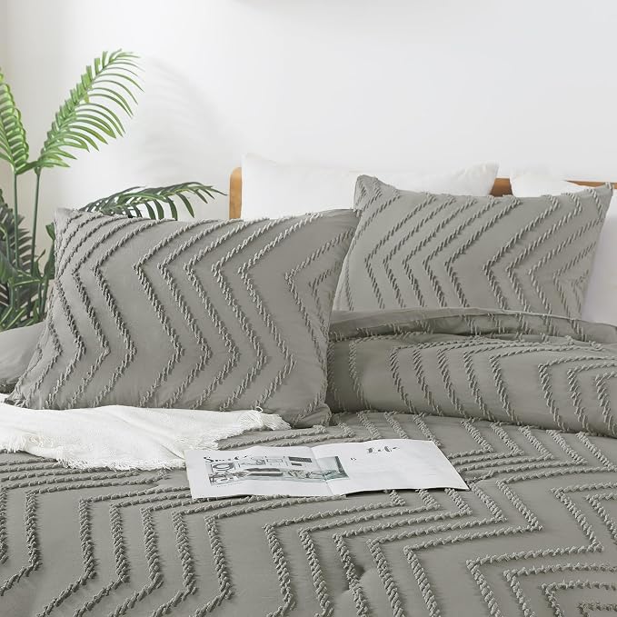 Andency Medium Grey Comforter Set Queen Size, Boho Soft Warm Tufted Bedding - Image 4