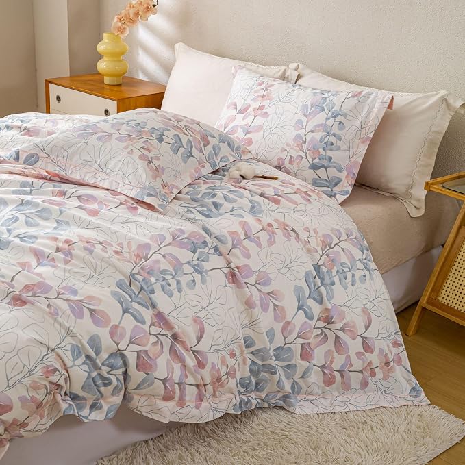 OAITE Duvet Cover Set Queen Size Floral Pattern Ultra Soft 100% Cotton Duvet - Image 5