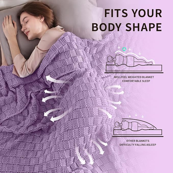 Knitted Weighted Blanket Adults, No Beads Heavy Blanket 36” x 48'' 5lbs - Image 3