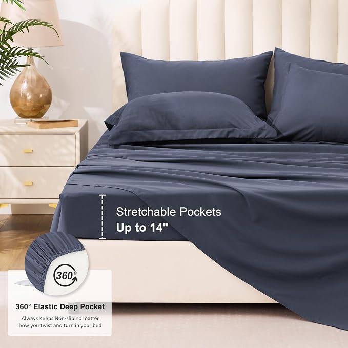 Love's cabin King Size Comforter Set Indigo Blue, 7 Pieces King Bed in a Bag - Image 6