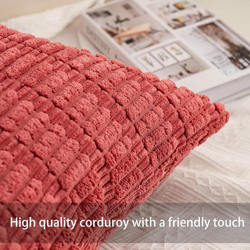 Aegero Pack of 2 Corduroy Decorative Throw Pillow Covers 12x24 Inch Soft - Image 2