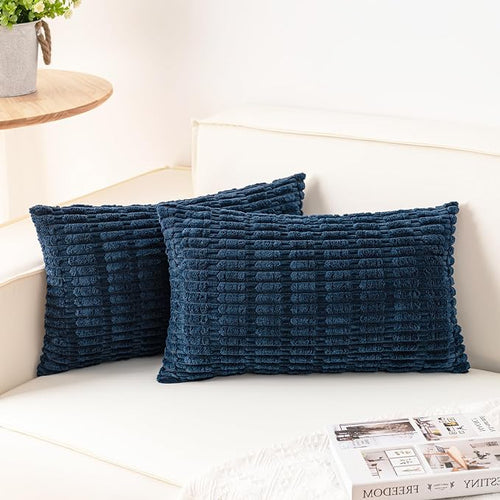 Aegero Pack of 2 Corduroy Decorative Throw Pillow Covers 12x20 InchSoft Boho by Unknown