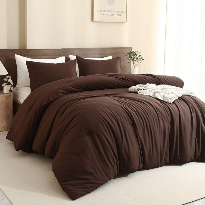 Paxrac Earthy Brown Comforter King Size, Neutral 3 Pieces Comforter Set by Paxrac