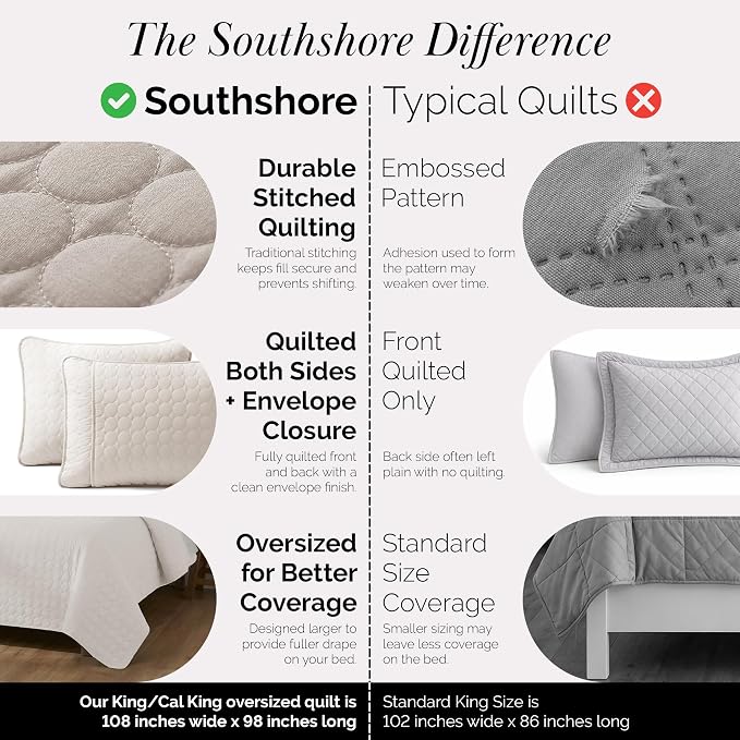 Southshore Fine Living, Inc. Quilted Summer Comforter, King Size Quilt Bedding - Image 6