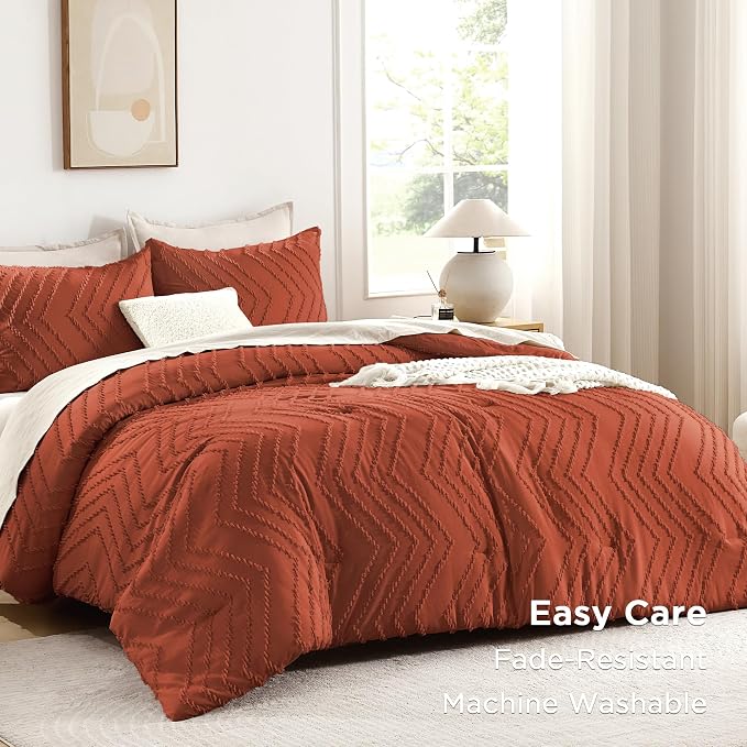 Andency Burnt Orange California King Size Comforter Set, Cal King Boho - Image 3
