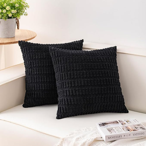 Aegero Pack of 2 Corduroy Decorative Throw Pillow Covers 16x16 Inch Soft by Unknown