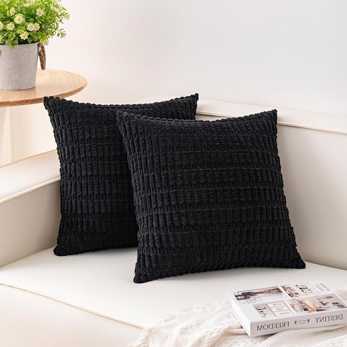 Aegero Pack of 2 Corduroy Decorative Throw Pillow Covers 22x22 Inch Soft by Unknown