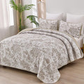 WONGS BEDDING Botanical Quilt Set King, Floral 3 Pieces Khaki Plants Printed by WONGSBEDDING