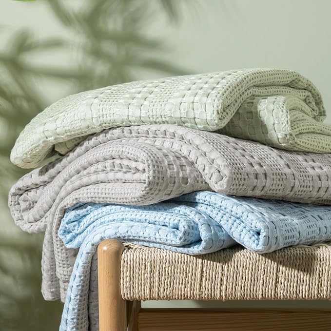 PHF Cooling Waffle Blanket Queen Size, Lightweight 60% Rayon from Bamboo & 40% - Image 6