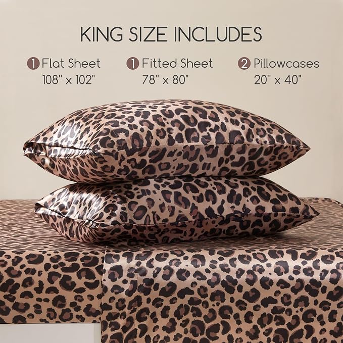 MR&HM Satin Bed Sheets with Elastic Corner Straps, King Size Sheets Set - Image 7