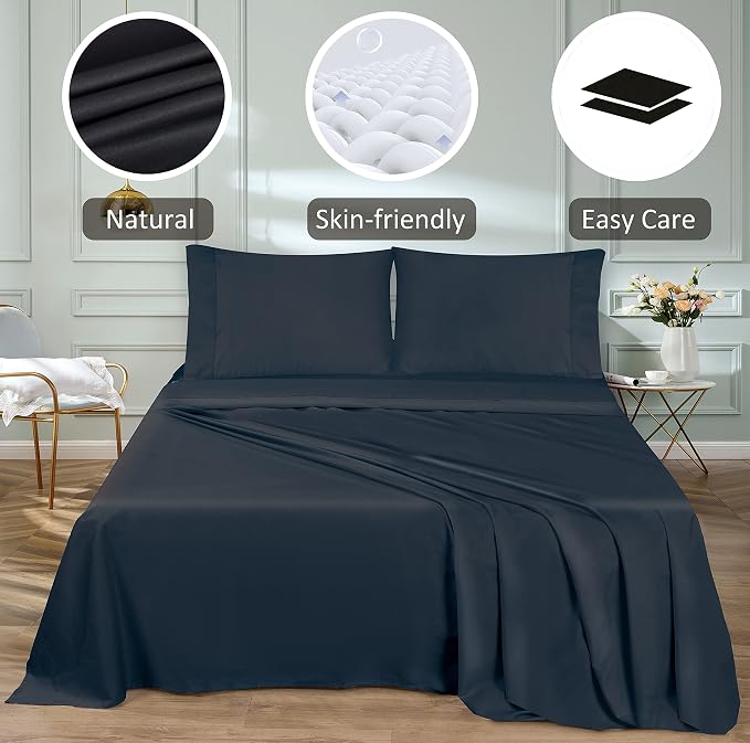 Flat Sheet Only Queen Size, 400 TC 100% Egyptian Cotton Flat Sheet Black Cotton - Image 6