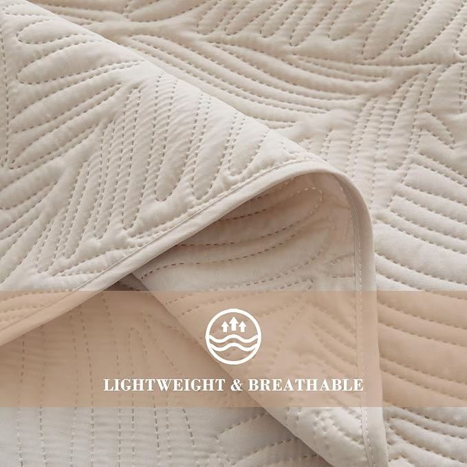 Exclusivo Mezcla King Size Quilt Bedding Set, Lightweight Brich Beige Quilts - Image 5