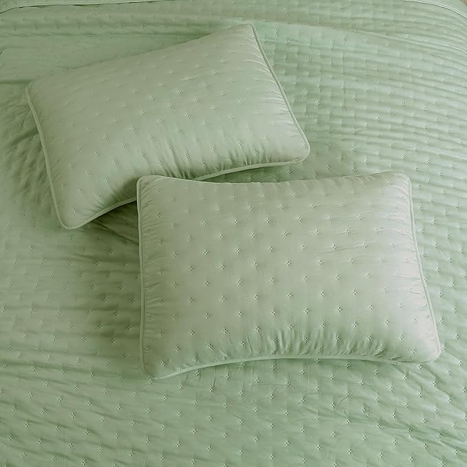 ROARINGWILD Sage Green Queen Size Quilt Bedding Set, Lightweight Soft Bedspread - Image 4
