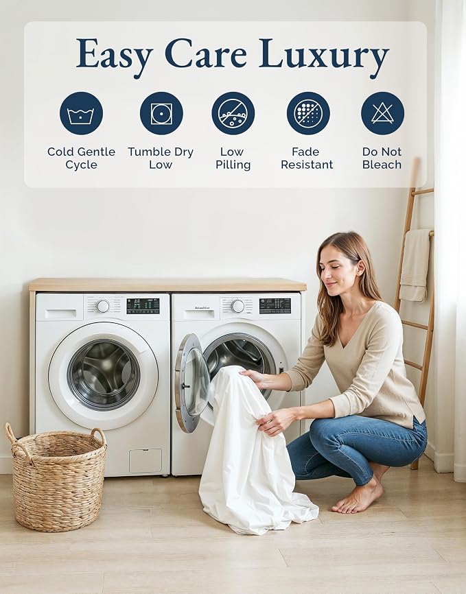 LANE LINEN 100% Organic Cotton Sheets Set Twin Size, Classic Percale Weave - Image 9