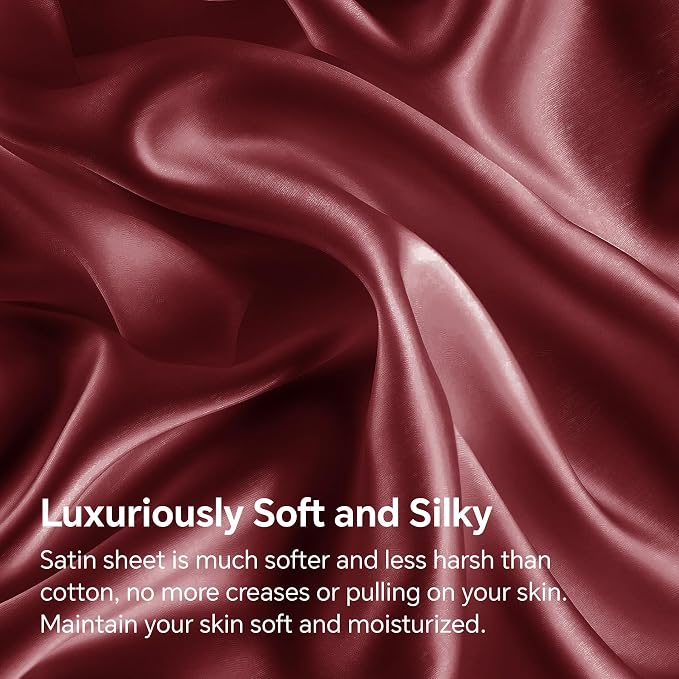 BEDELITE Satin Fitted Sheet and Pillowcases Set, Luxury Soft Similar to Silk - Image 3