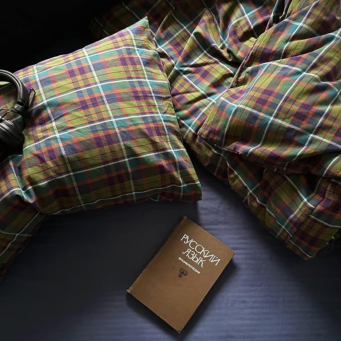 mixinni Buffalo Plaid Duvet Cover Set Twin Size - Image 6
