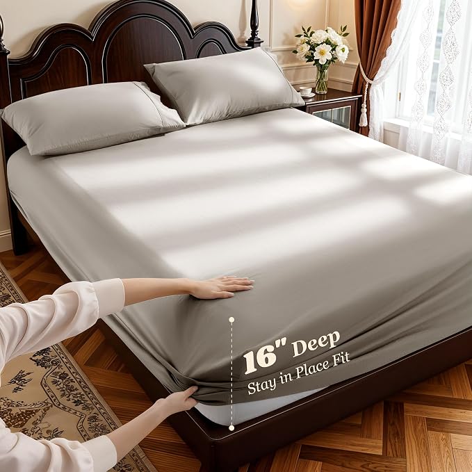 LBRO2M 1000 Thread Count 100% Egyptian Cotton Sheets Set Queen Size, 4 Piece - Image 4