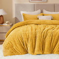 BEDELITE Fleece Queen Comforter Set -Super Soft & Warm Fluffy Mustard Yellow by BEDELITE