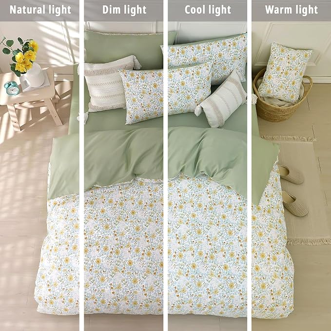 LEMIROE Floral Cotton Comforter King Size 3Pcs - Image 6