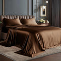 BEDELITE California King Sheets Set, Luxury Soft Brown Satin Sheets by BEDELITE