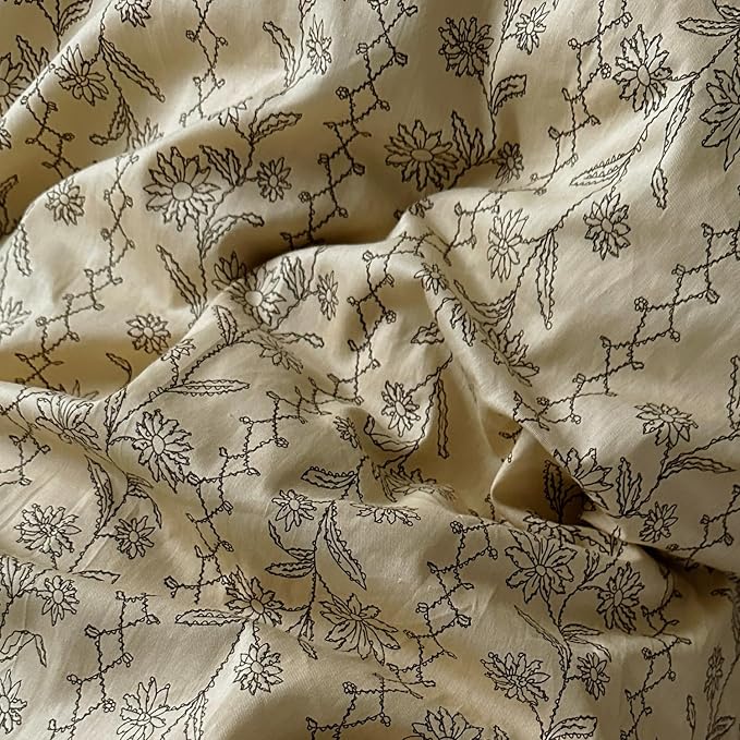 MKXI Beige & Brown Vintage Floral Duvet Cover Set Twin Size - Image 5