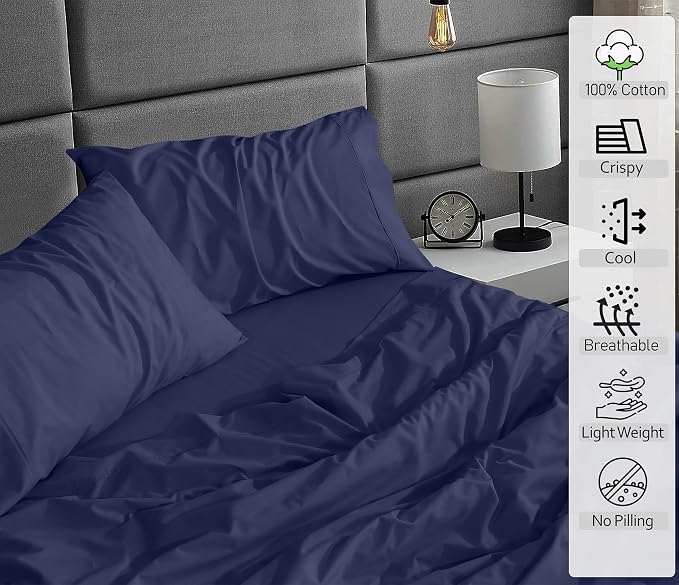 RUVANTI 100% Cotton Sheets – Twin Size Percale Bedding, Cooling & Breathable - Image 3