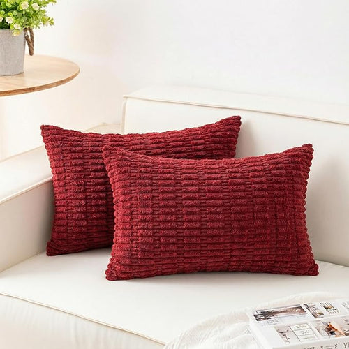 Aegero Pack of 2 Corduroy Decorative Throw Pillow Covers 12x20 Inch Soft by Unknown