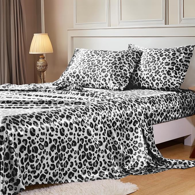MR&HM Satin Sheets with Elastic Corner Straps, Queen Size Sheets Set by MRHM