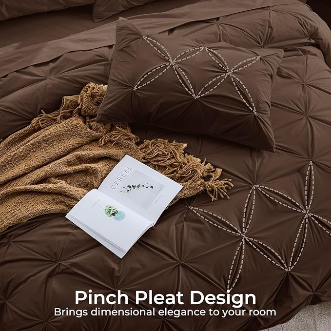 Sasttie Twin Comforter Set, 5-Piece Bed in a Bag, Pintuck Bedding Sets - Image 4