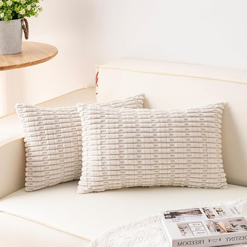 Aegero Pack of 2 Corduroy Decorative Throw Pillow Covers 12x24 Inch Soft by Unknown